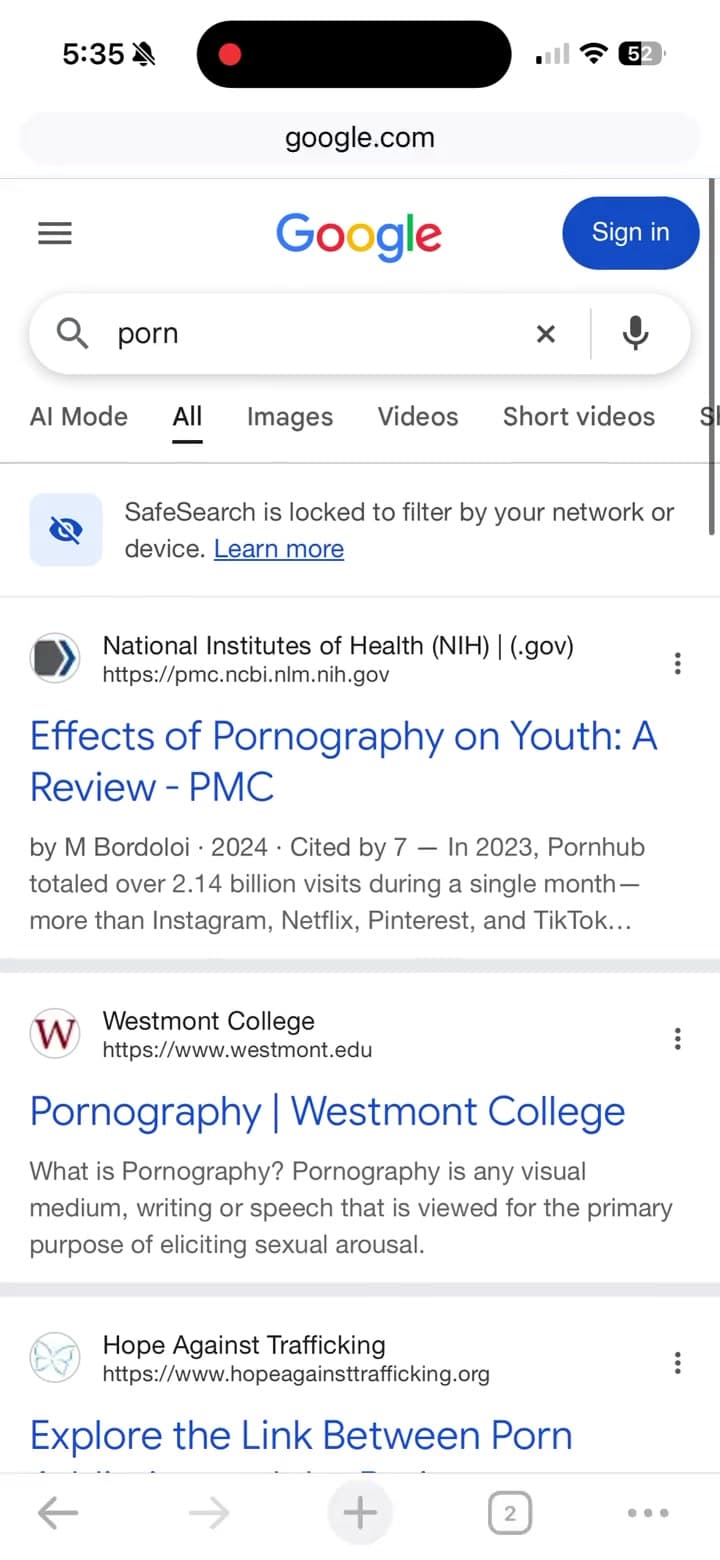 SafeSearch stays on. preview